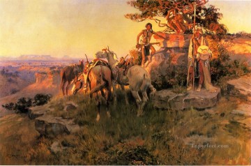 Buscando vagones cowboy Charles Marion Russell Indiana Pinturas al óleo